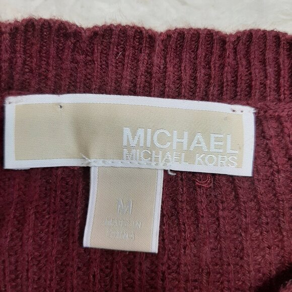Michael Michael Kors Women's Lace-Up Burgundy Knit Sweater Size M - Picture 7 of 8